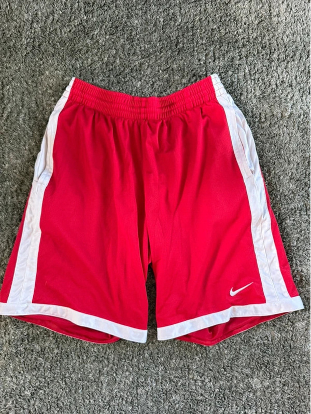 Nike Red and White Athletic Basketball Shorts Size M
